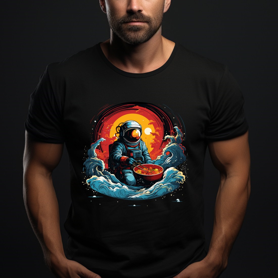 Galactic Delights: Explore Space and Flavor with our T-Shirt Astronaut Eat Ramen preview image.