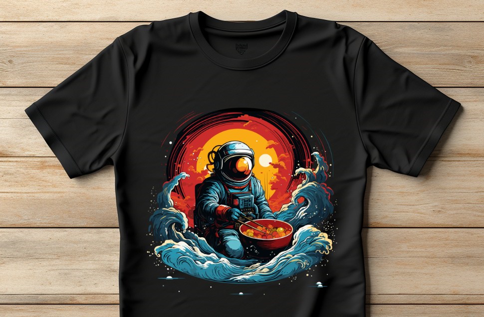 mockup t shirt black astronaut ramen 845