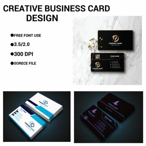 Collection of double sided business card vector templates Stationery design vector set cover image.