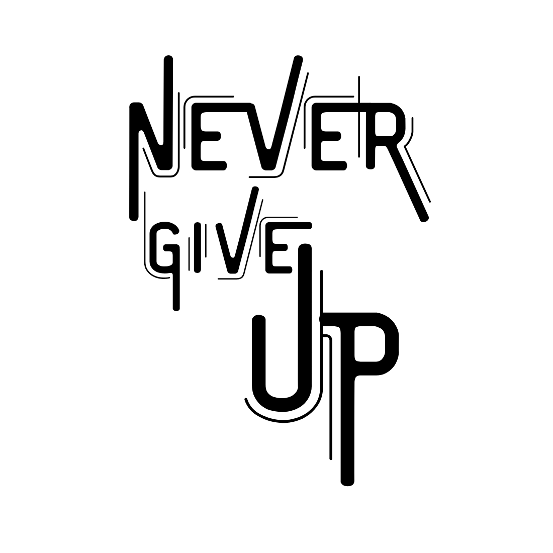 SVG for T Shirt, Never give up SVG, Never give up PNG preview image.