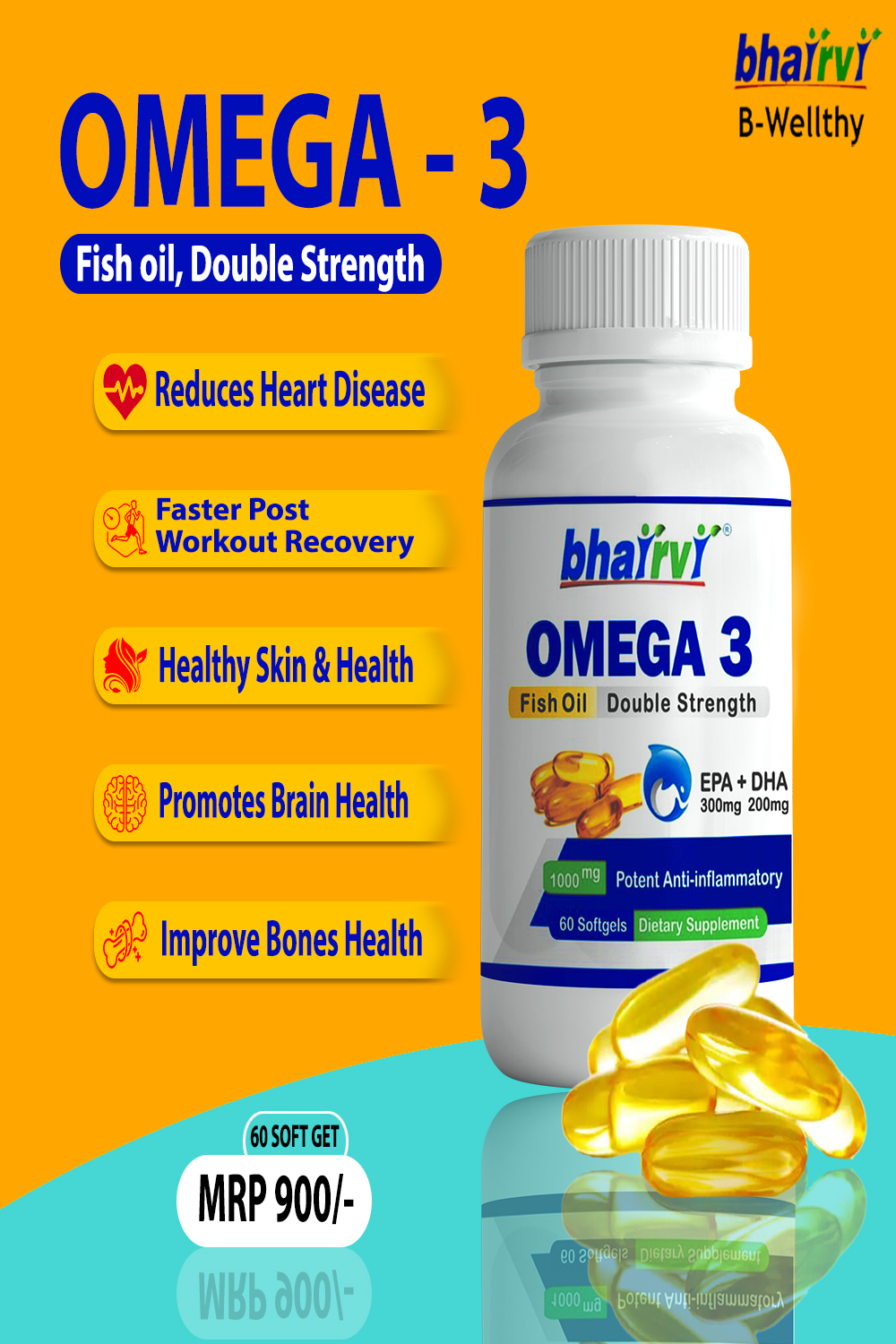 Omega - 3 Vitamin D pinterest preview image.