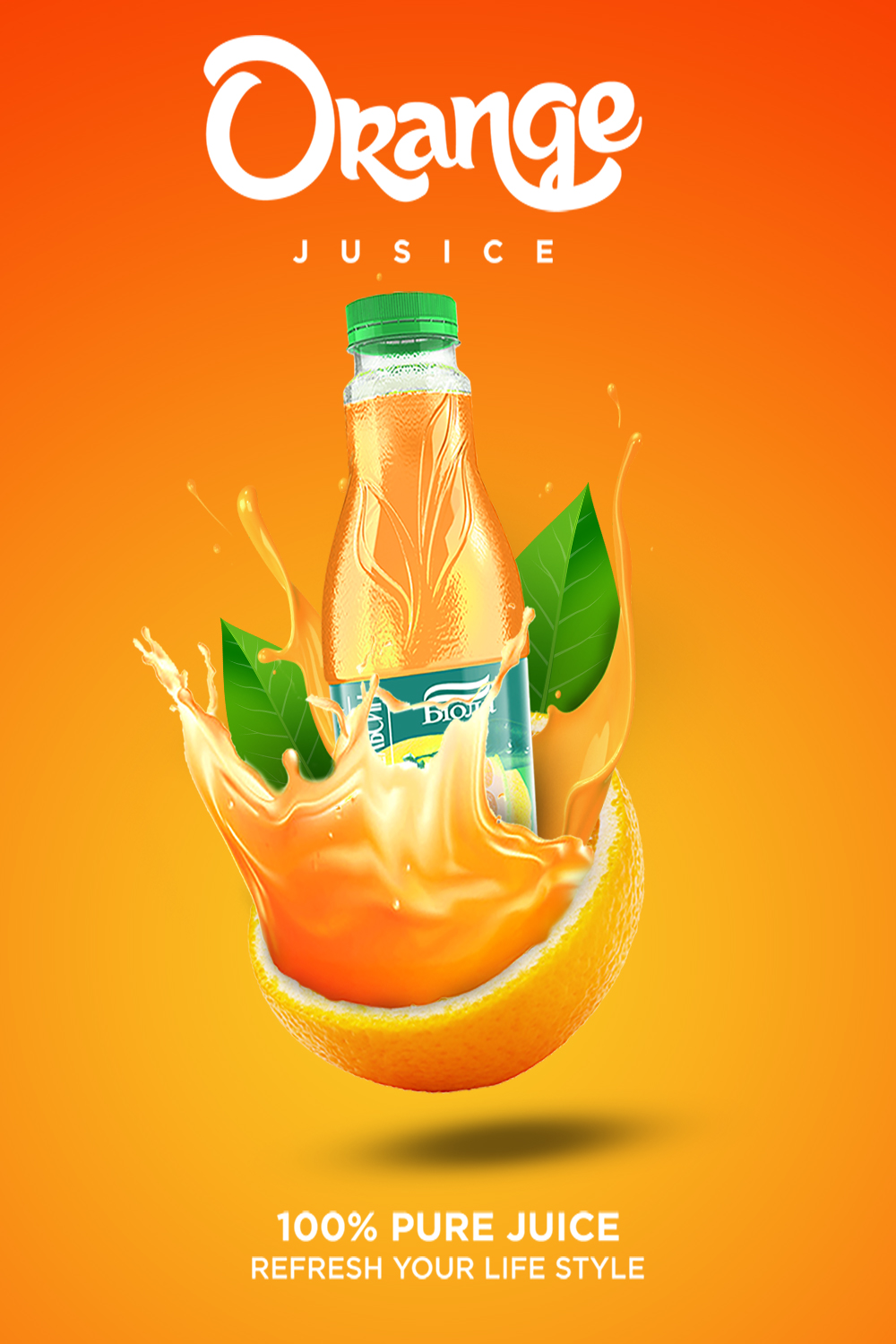 Orange Juice Poster Design Template pinterest preview image.