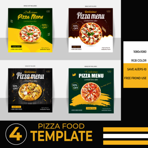 Pizza social media post design template bundles cover image.