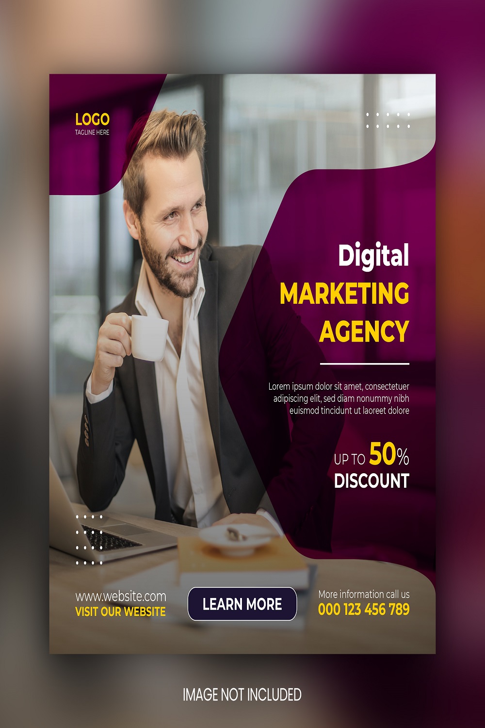 Digital marketing social media web banner template pinterest preview image.