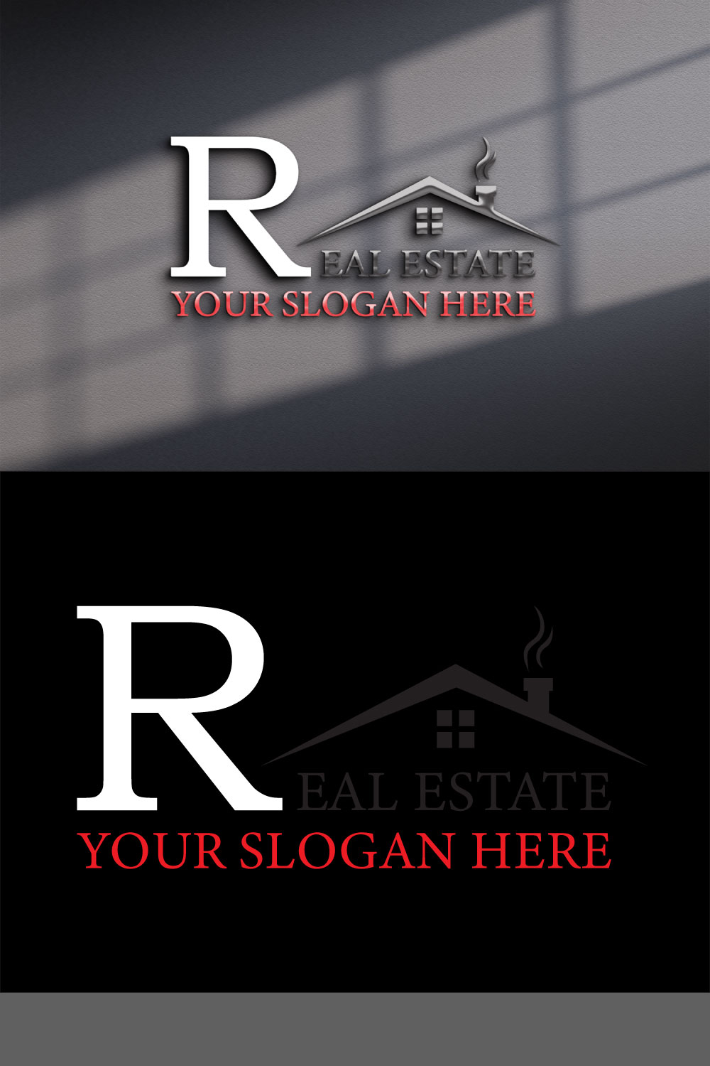 Real estate logo pinterest preview image.