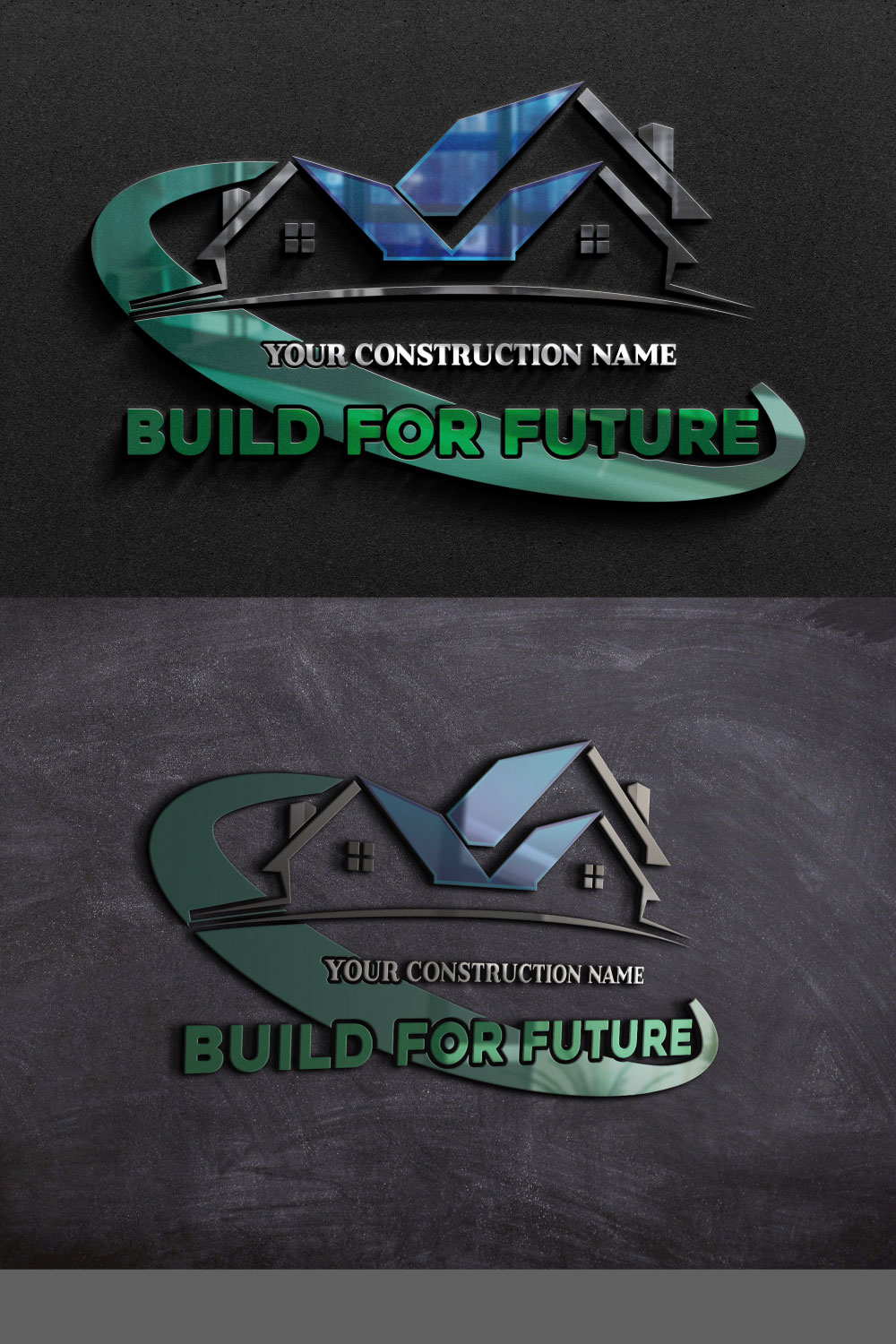 Construction logo design pinterest preview image.