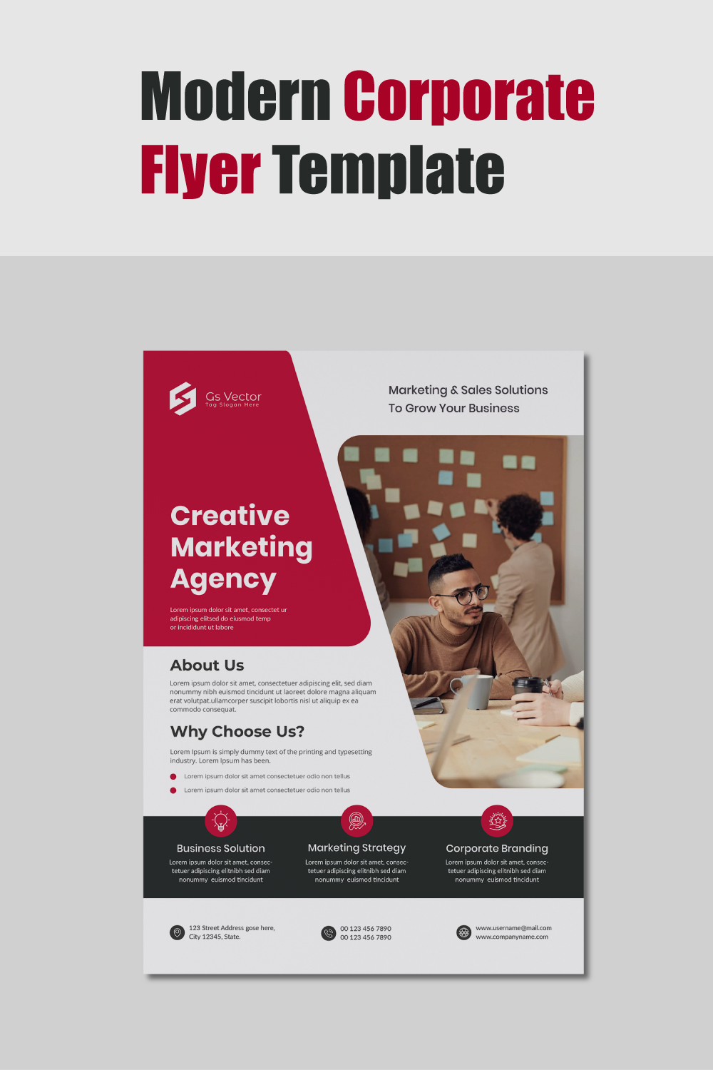 Modern Corporate Flyer Design Template pinterest preview image.