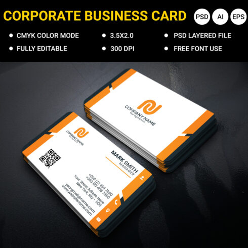 Creative and unique business card design template psd eps and ai file cover image.