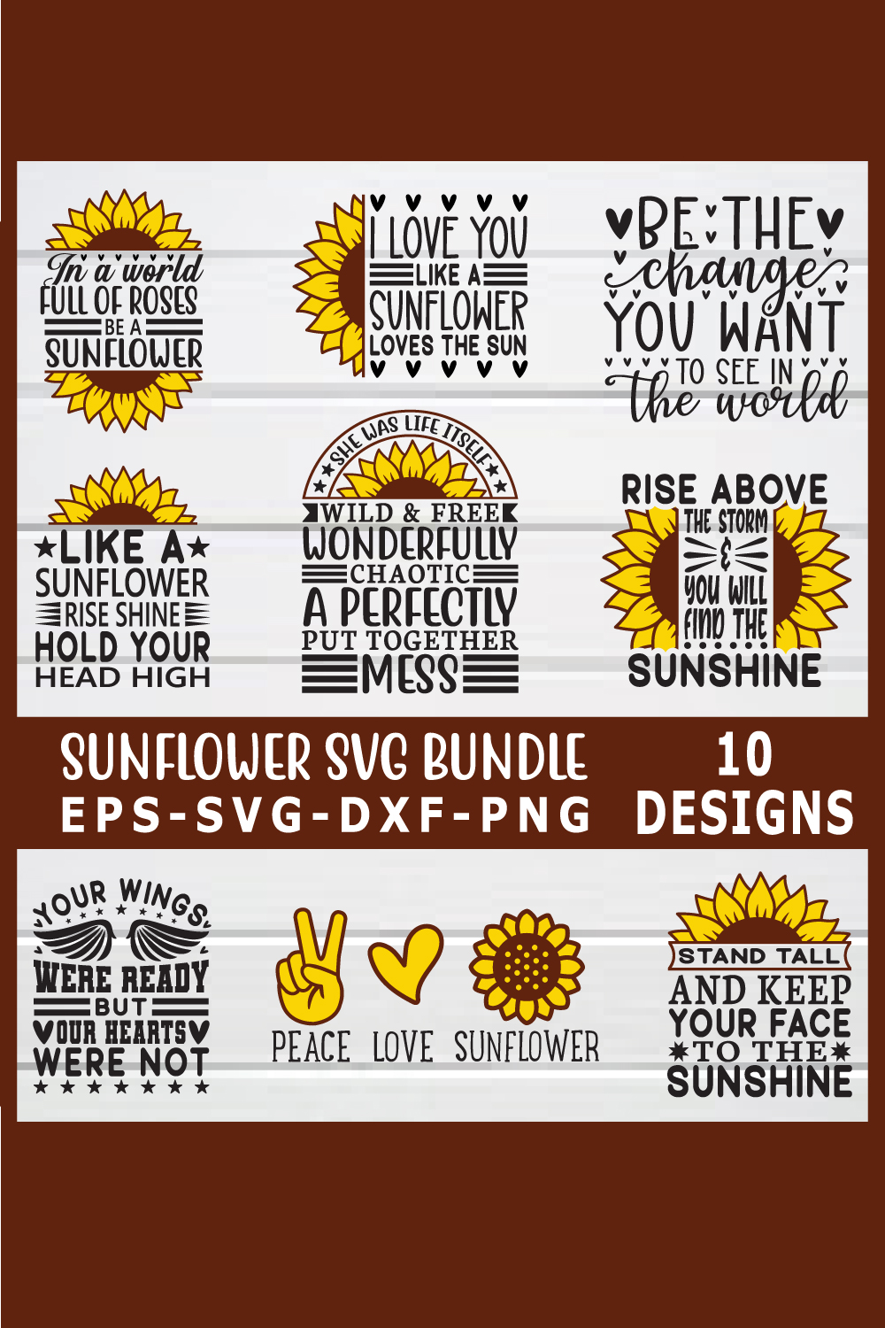 sunflower svg bundle pinterest preview image.