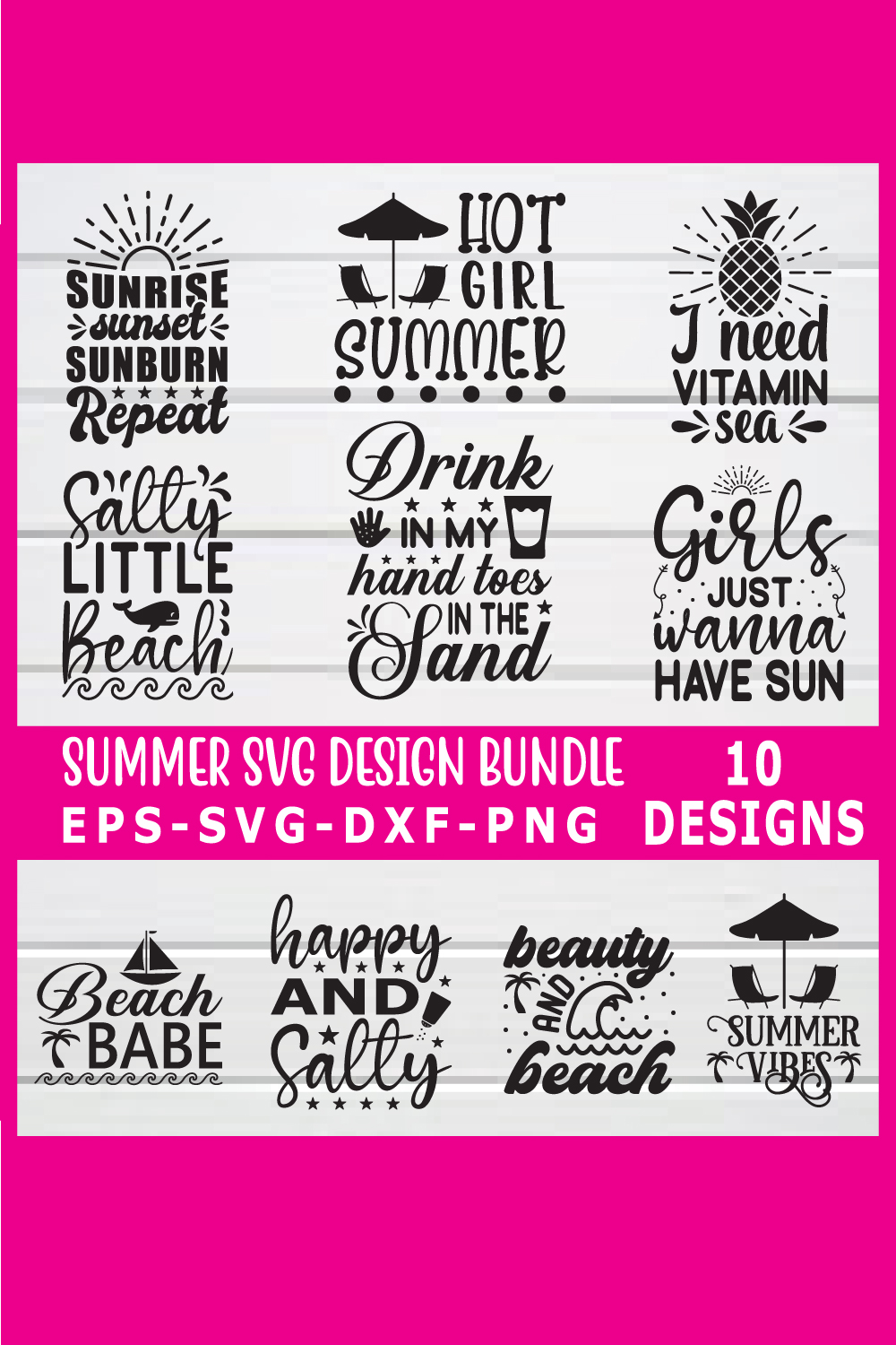 Summer svg design bundle pinterest preview image.