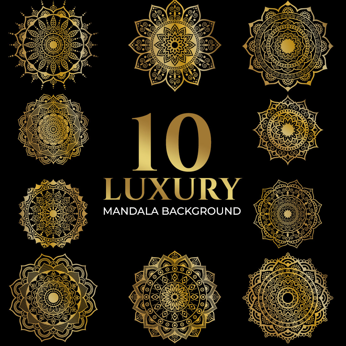 10 Luxury mandala design bundle Golden mandala design creative mandala design bundle cover image.