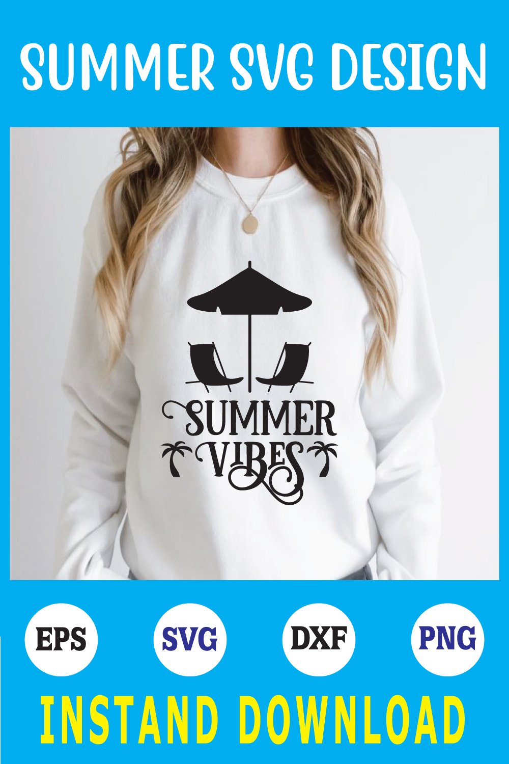 Summer vibes svg pinterest preview image.