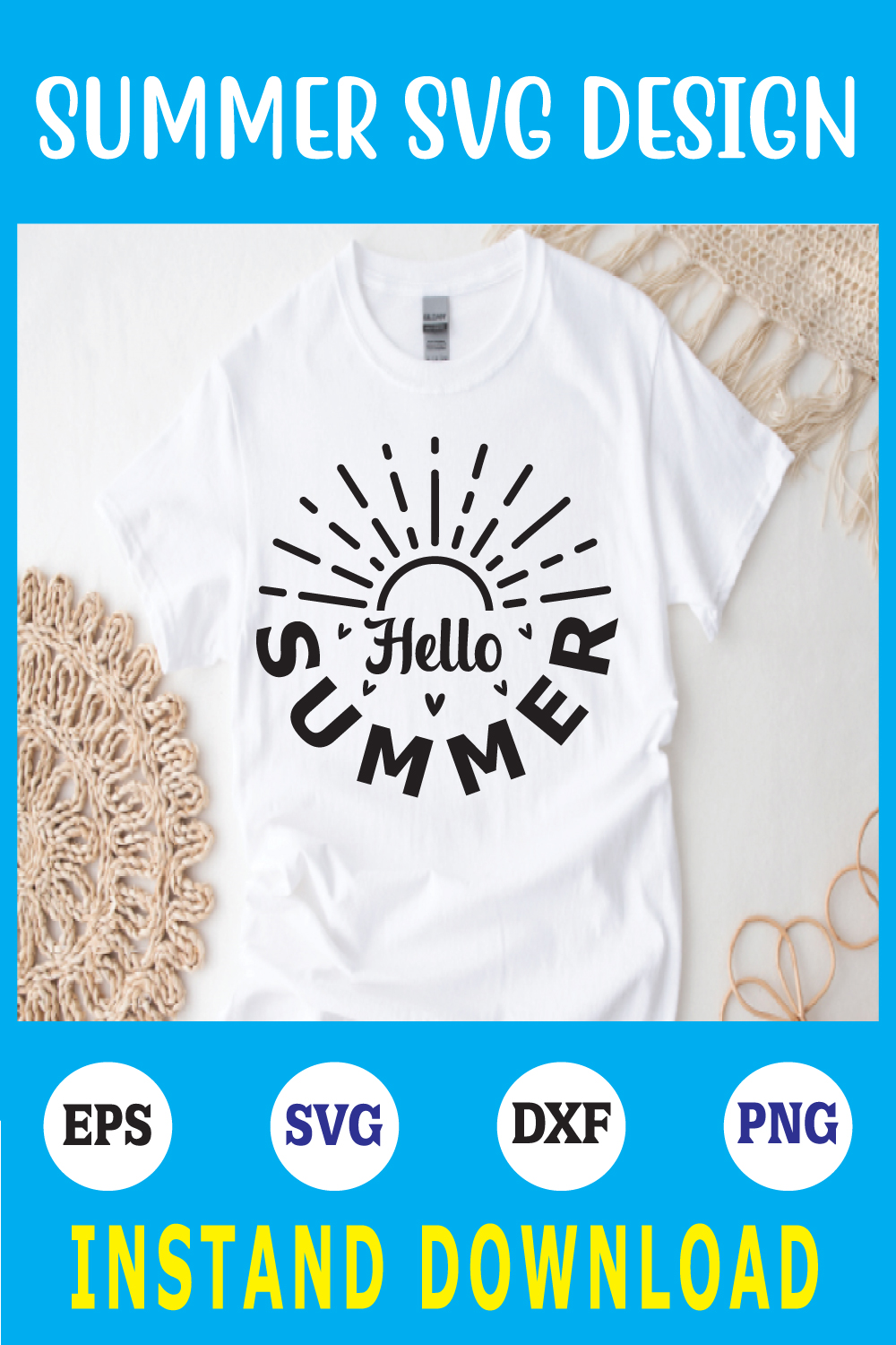 hello summer svg pinterest preview image.