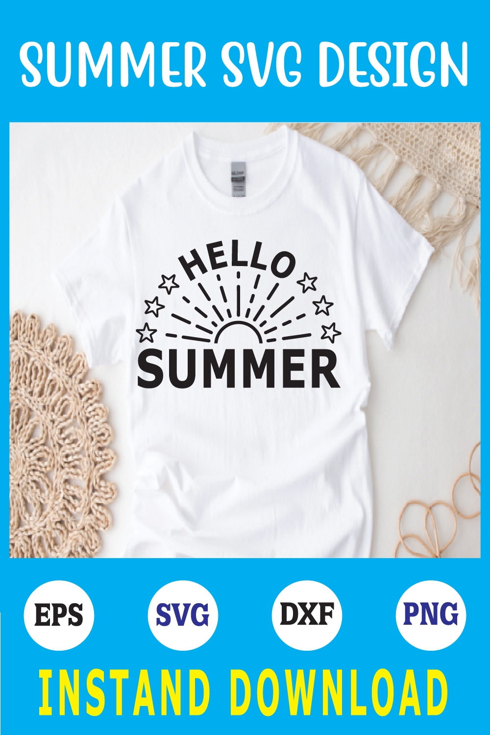 hello summer svg pinterest preview image.