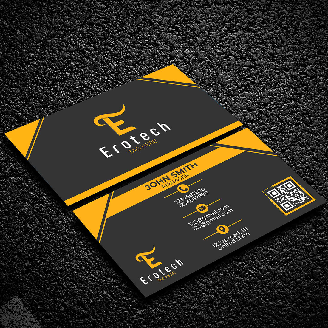 Professional and creative business card design template psd file, ai file, eps file preview image.
