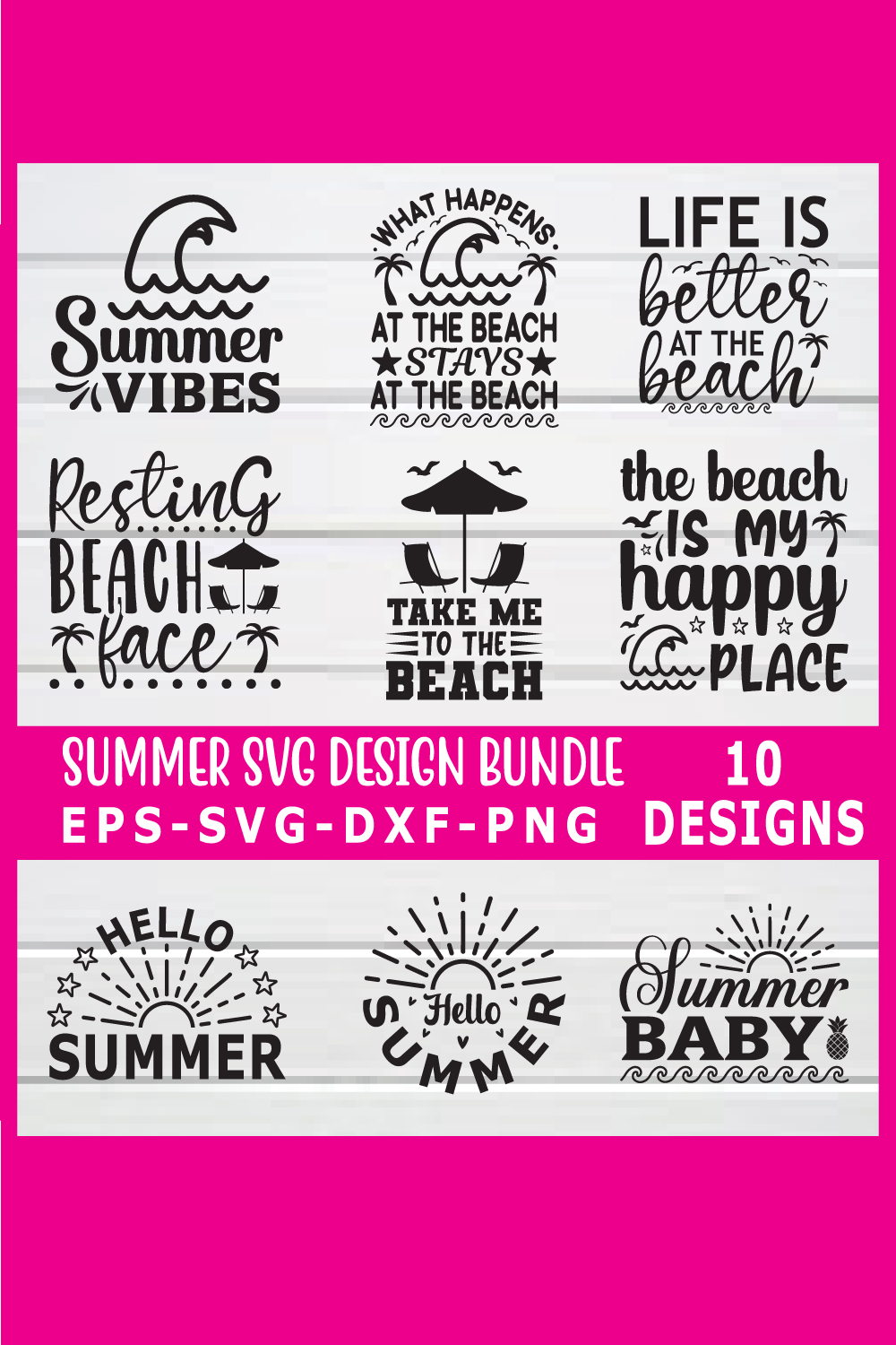 Summer svg design bundle pinterest preview image.