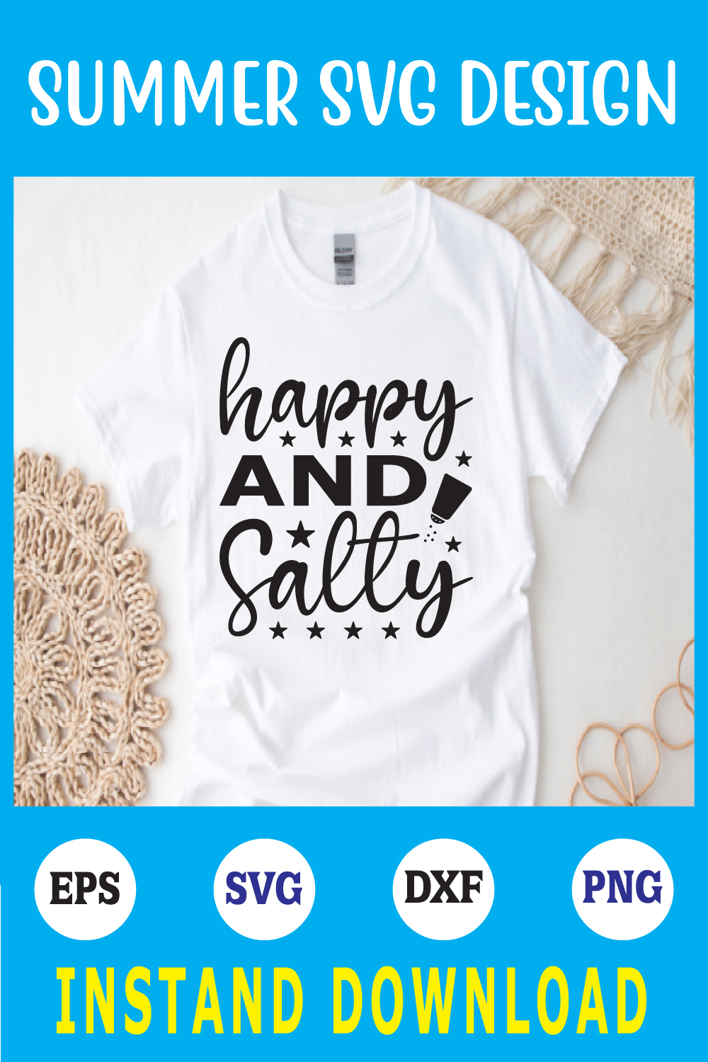 happy and salty svg pinterest preview image.