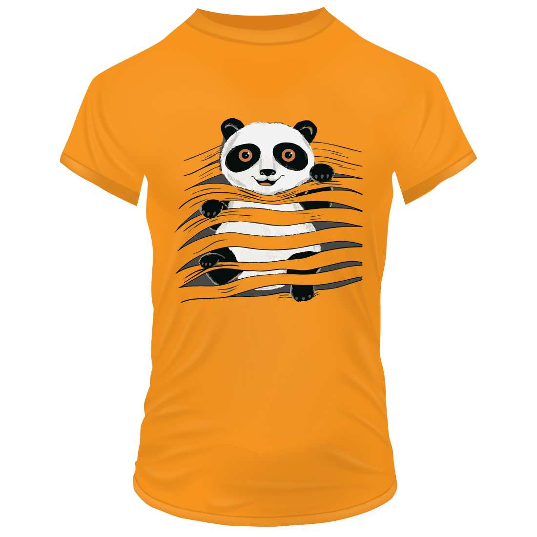 Cute Funny Panda Coming Out from a torn cloth Vector illustration T-shirt design cover image.