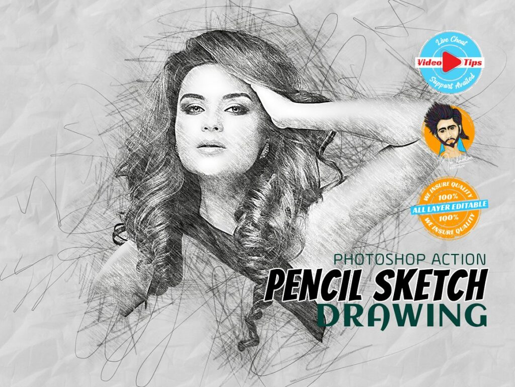 Pencil Sketch Drawing MasterBundles