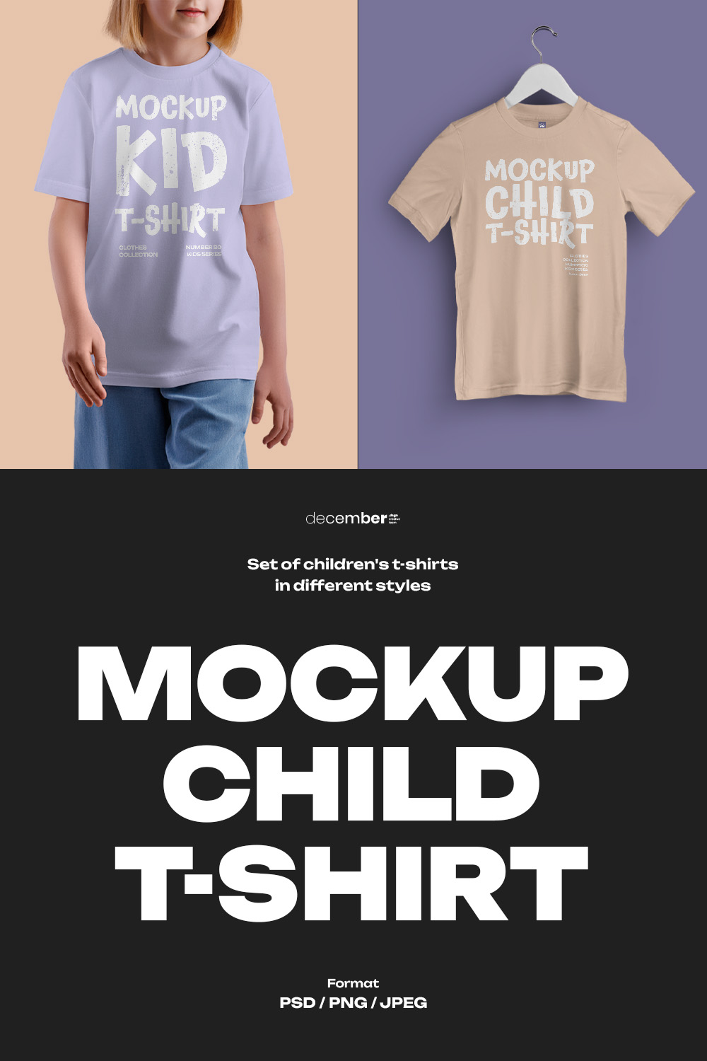 14 Mockups of a Children's T-shirt in Different Styles pinterest preview image.