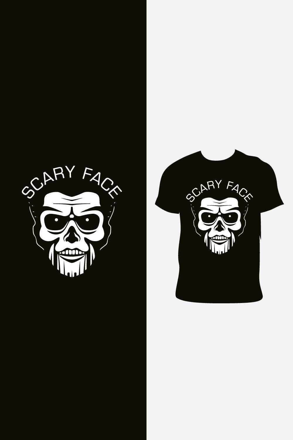 scary face T-Shirt Design pinterest preview image.