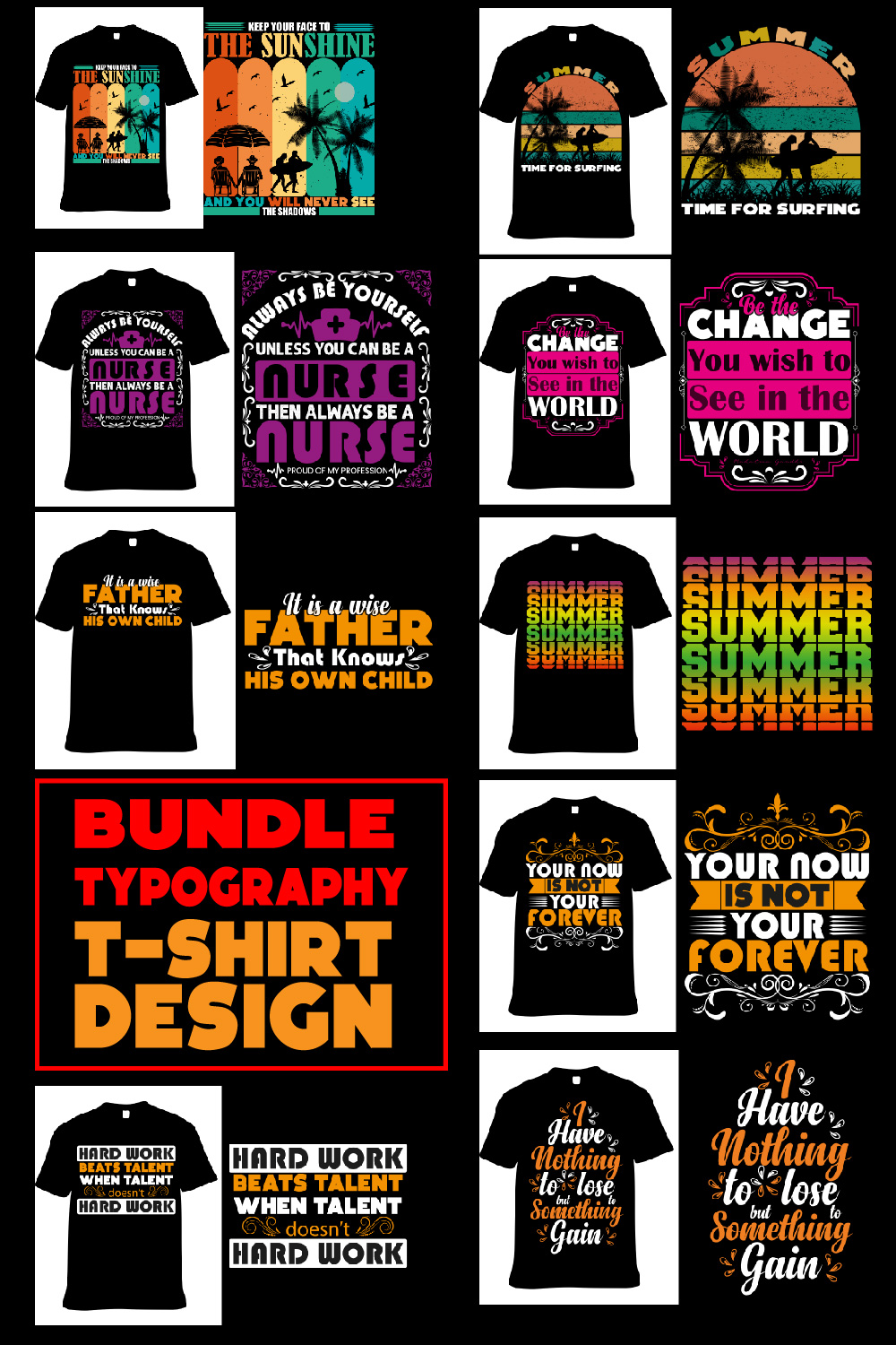 Custom Typography T-Shirt Design pinterest preview image.