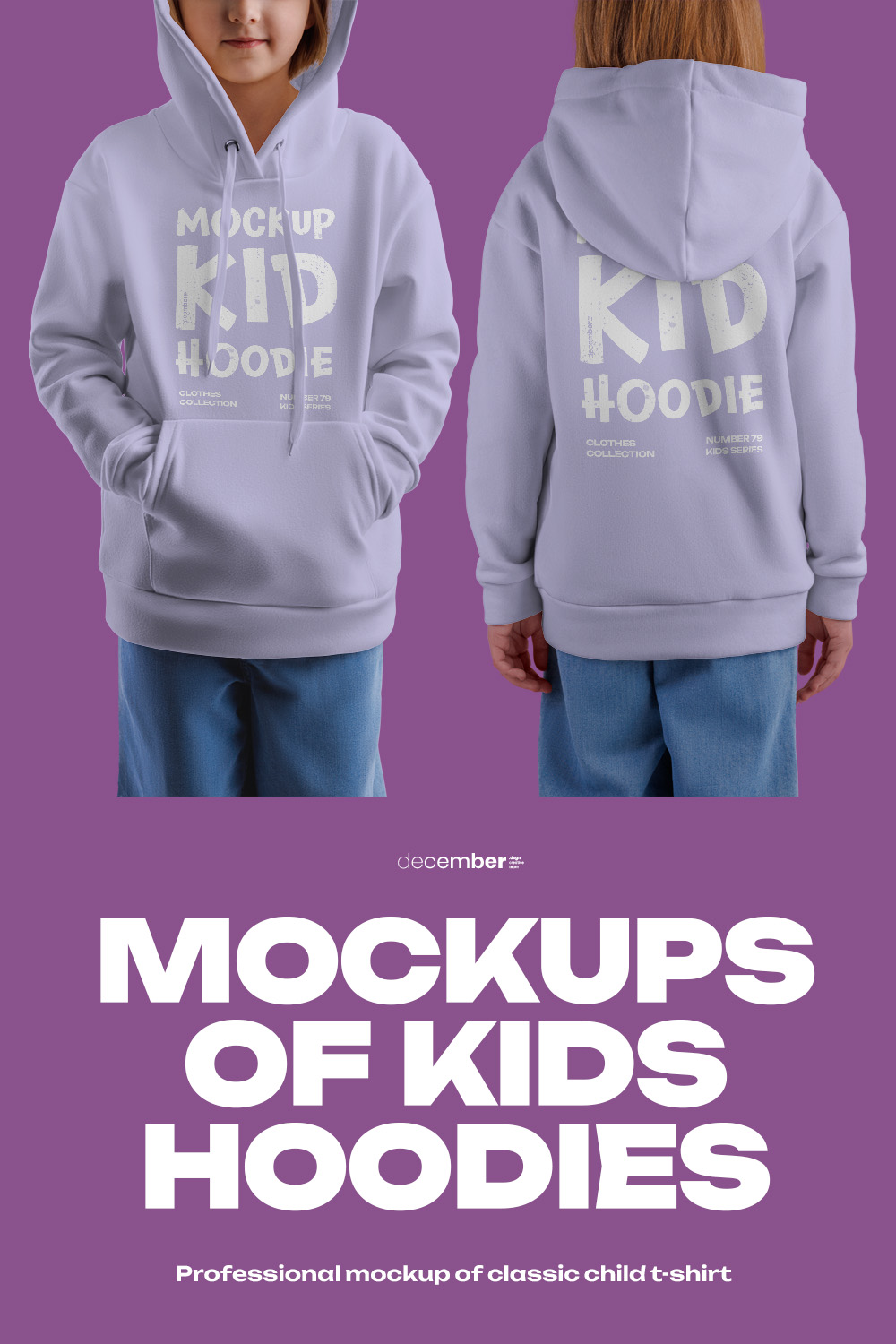 8 Mockups of a Kids Hoodie on a Girl pinterest preview image.