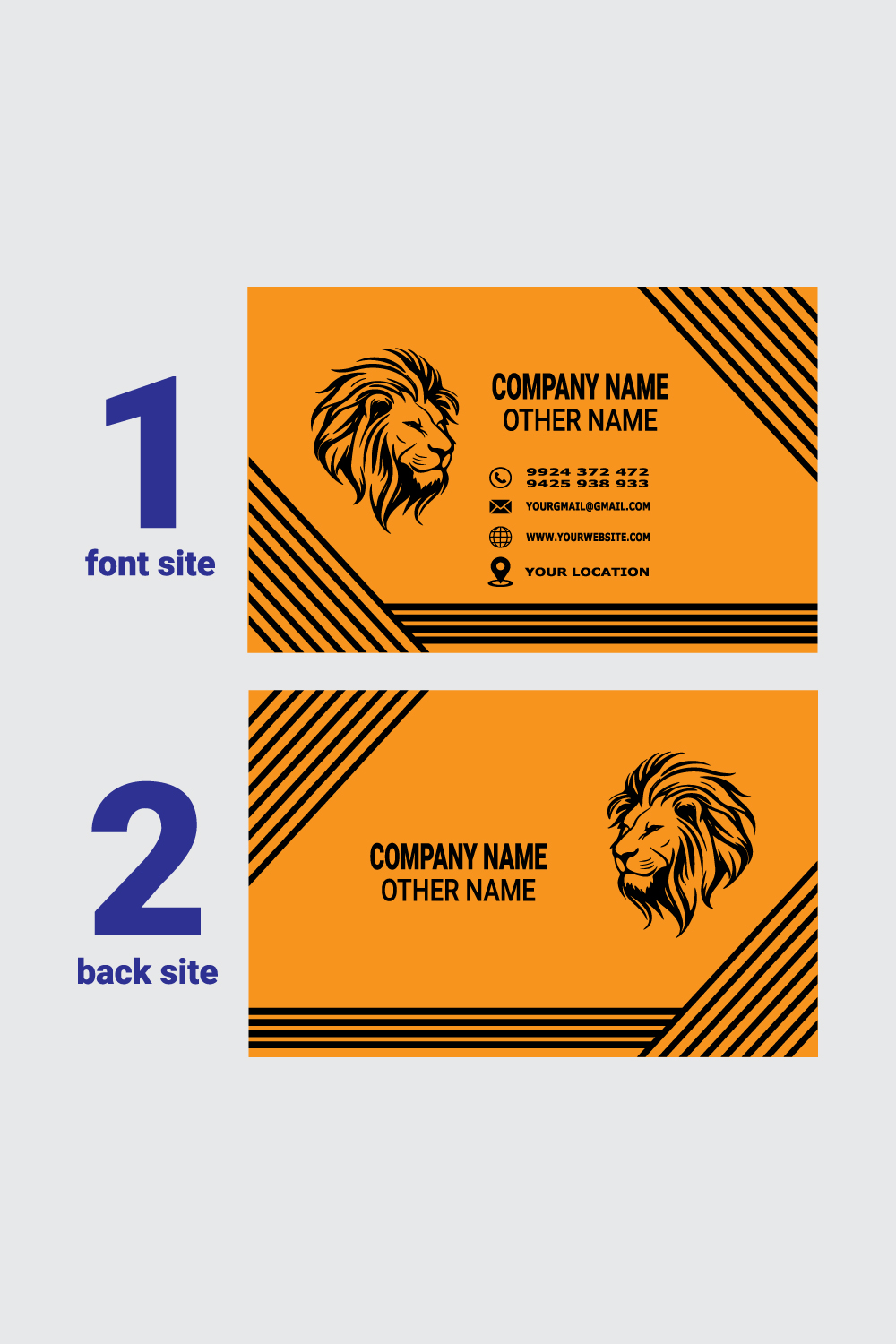 Business card design and illustration template vector, pinterest preview image.