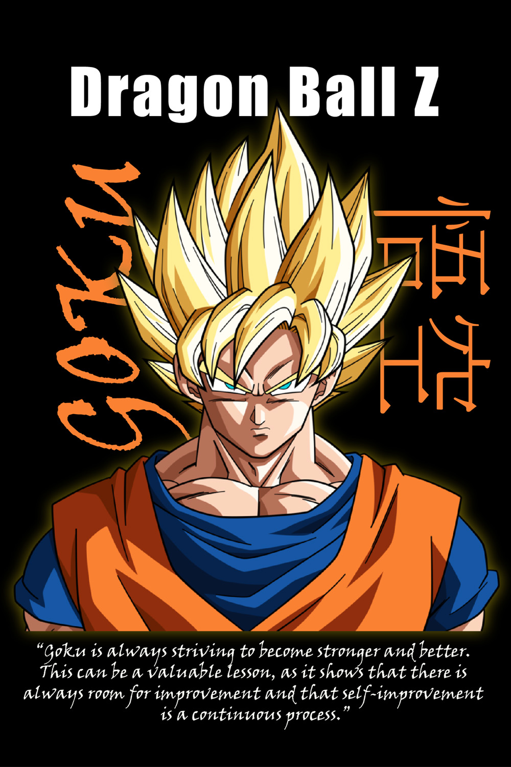 Goku Oversize T-shirt with Back Pattern Design pinterest preview image.