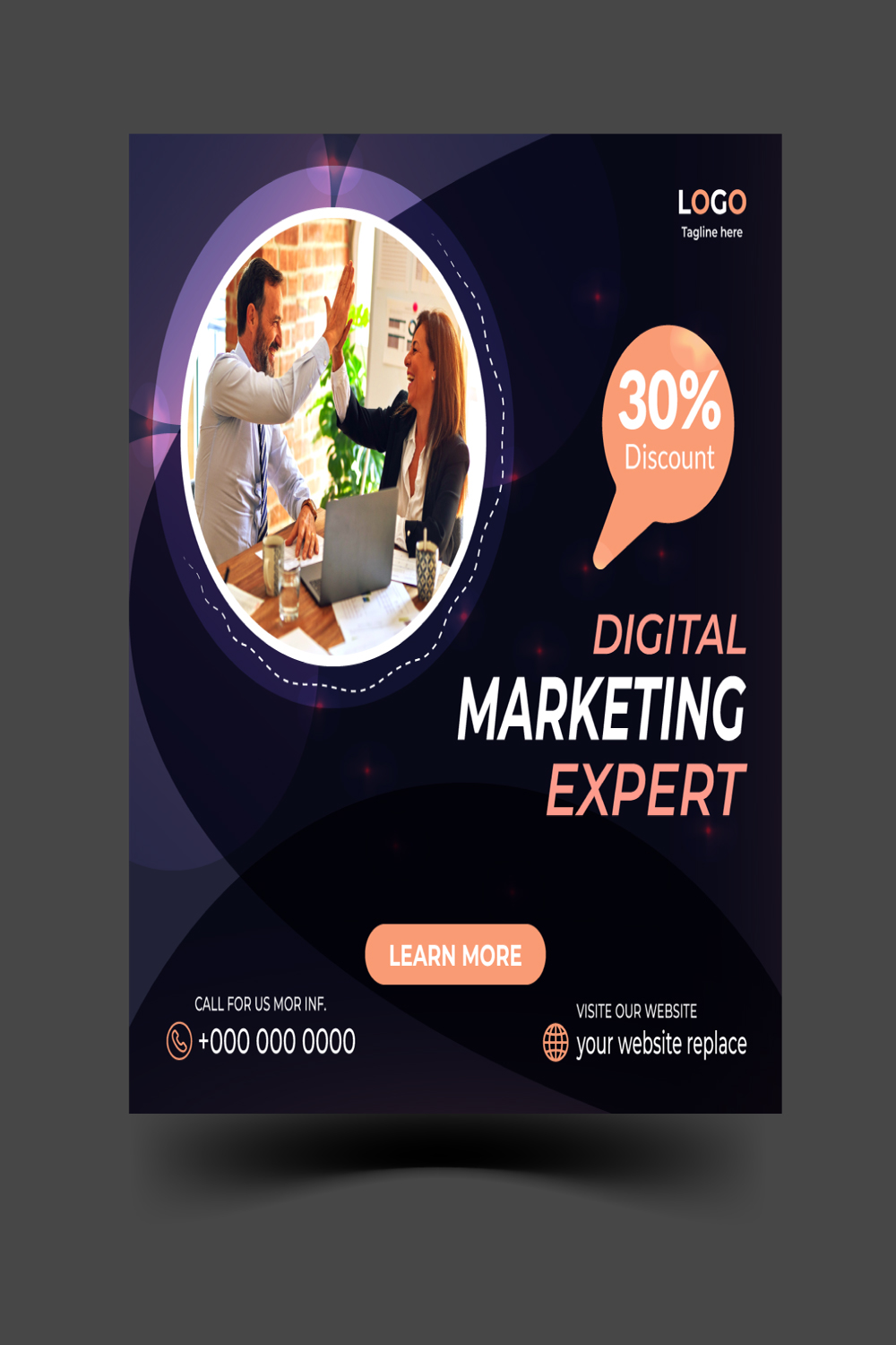 Social media post design Digital marketing agency template and corporate banner template pinterest preview image.