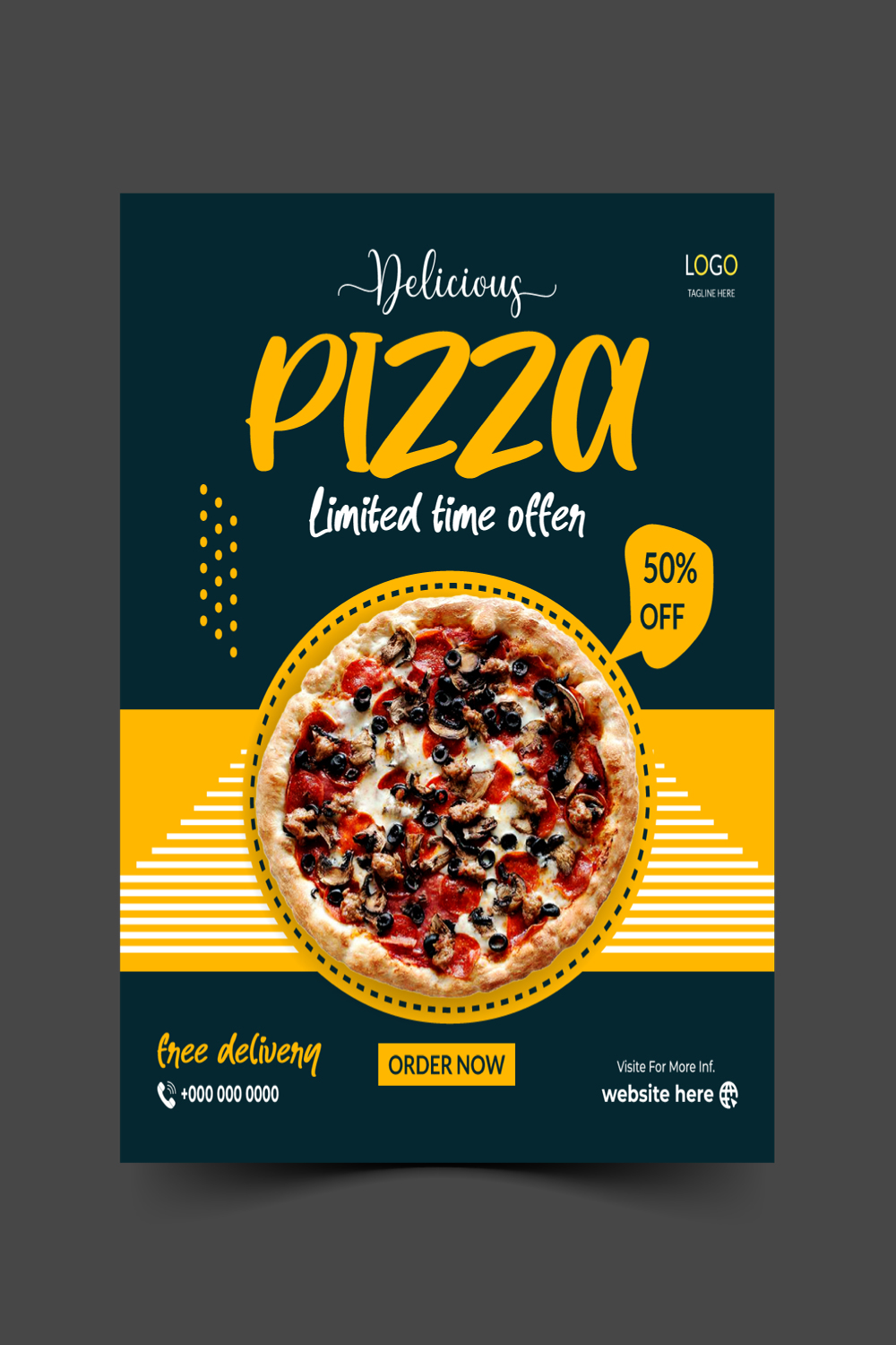 Pizza social media post banner design template bundle pinterest preview image.