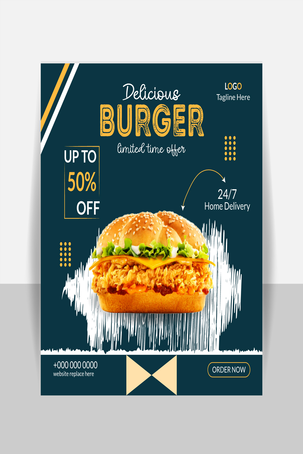 Burger social media post design template bundle pinterest preview image.