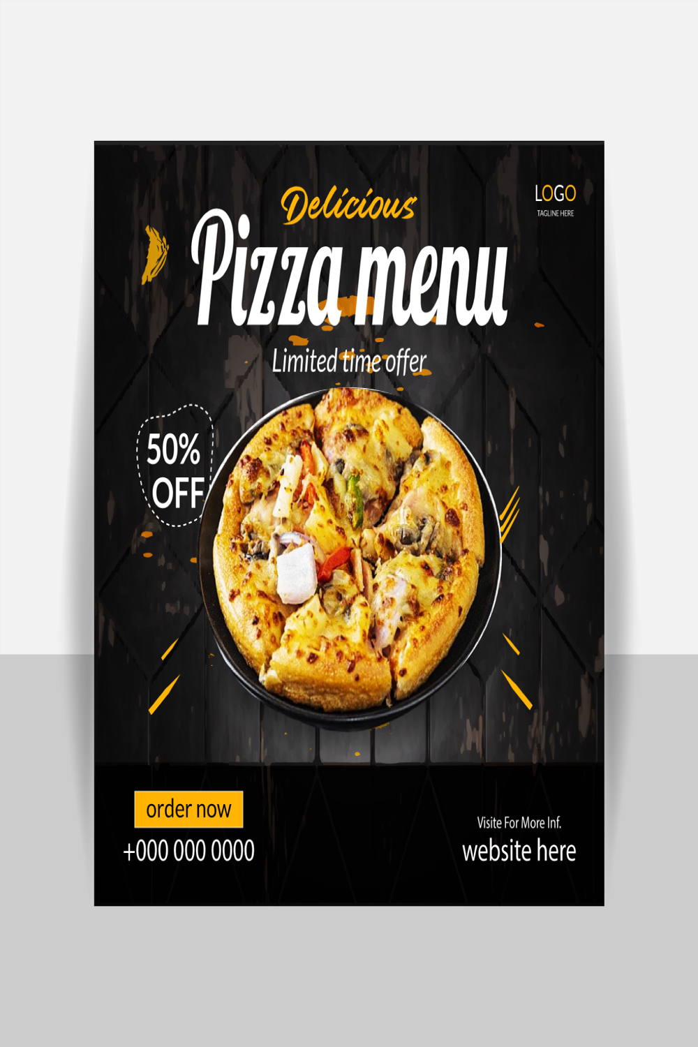 Pizza social media post design template bundles pinterest preview image.