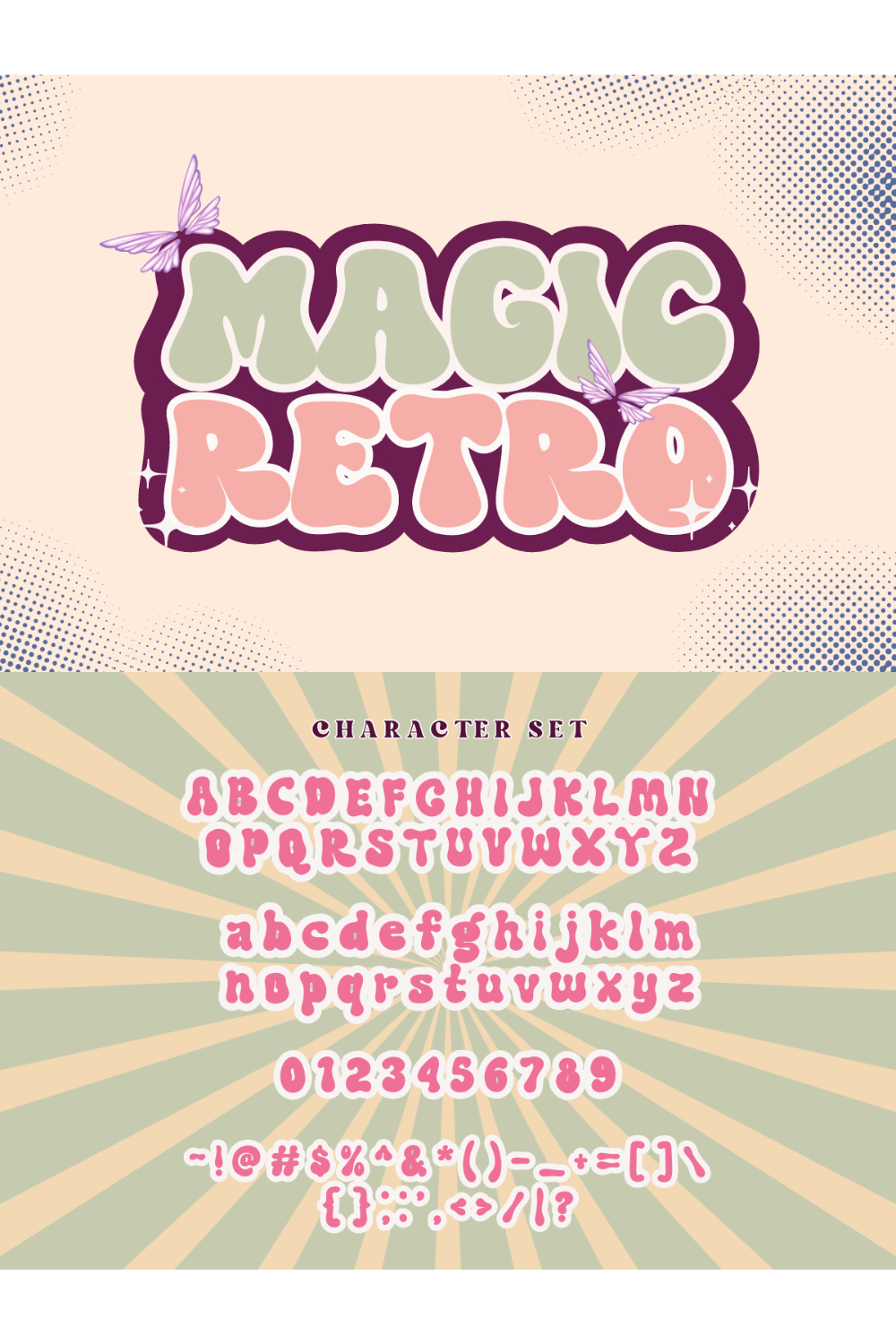 Magic Retro - Retro groovy Font pinterest preview image.