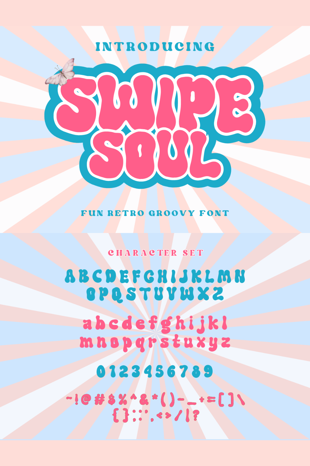 Swipe Soul - Fun Retro Groovy Font pinterest preview image.