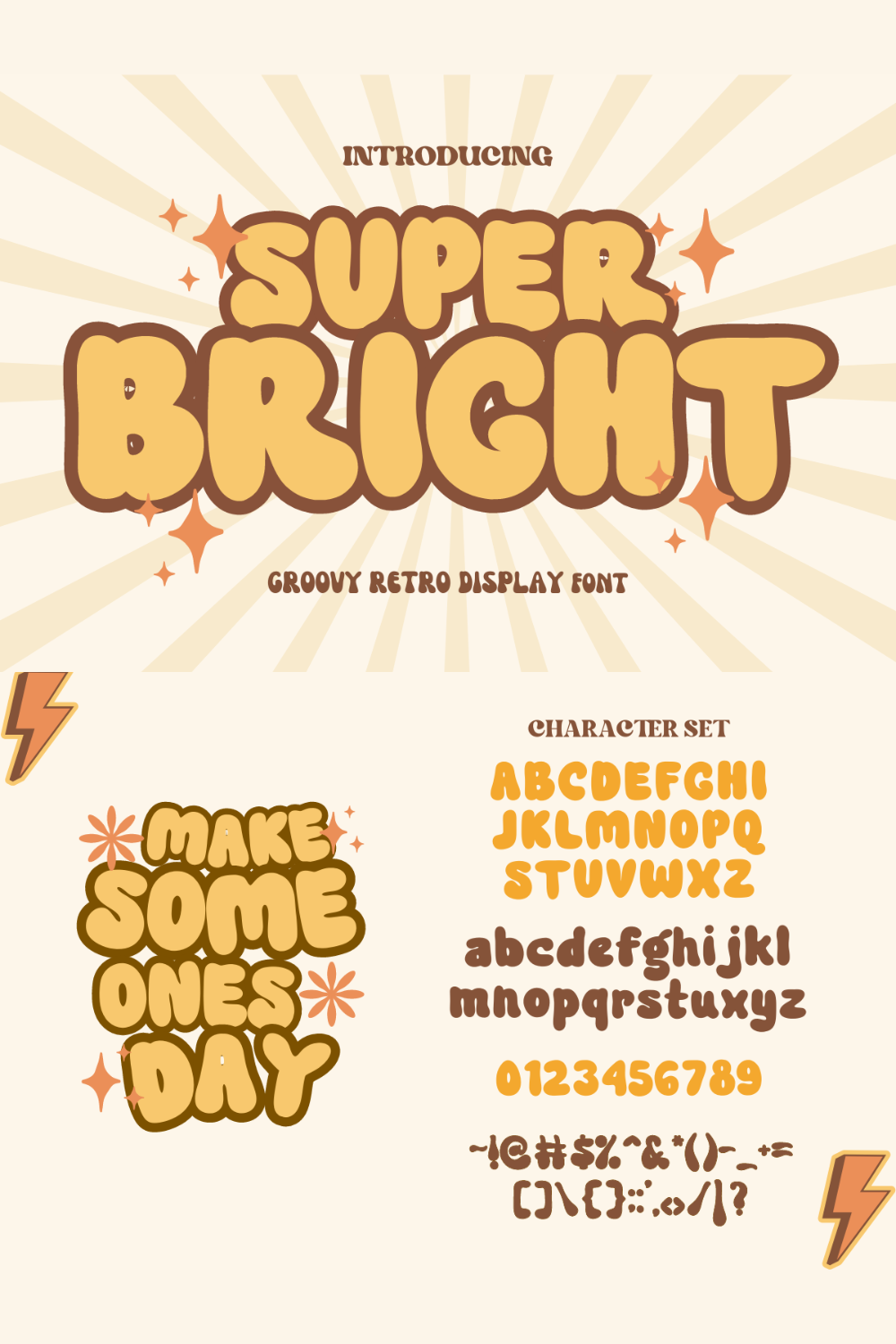 Super Bright - Groovy Retro Font pinterest preview image.
