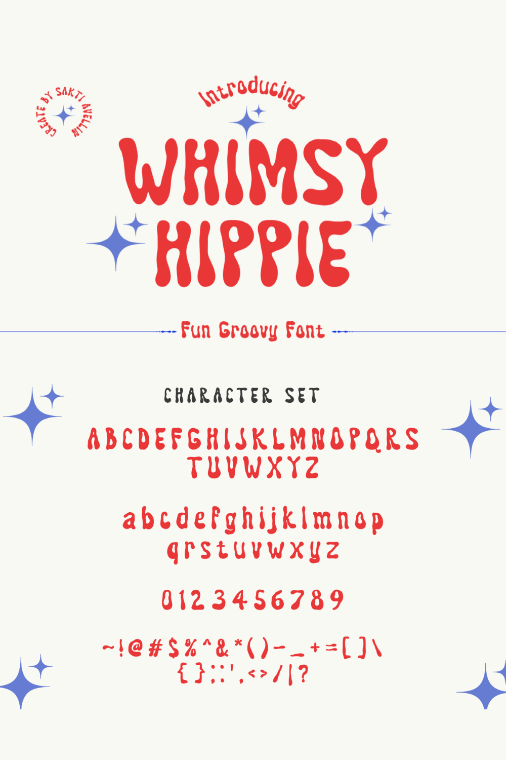 Whimsy Hippie - Fun Groovy Font pinterest preview image.
