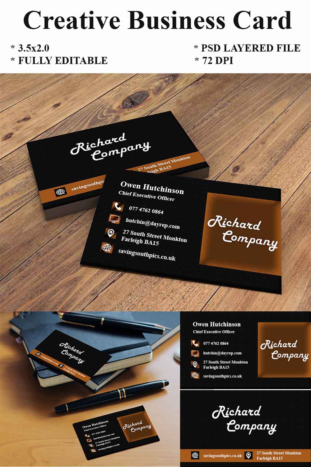 Business Template Cards pinterest preview image.