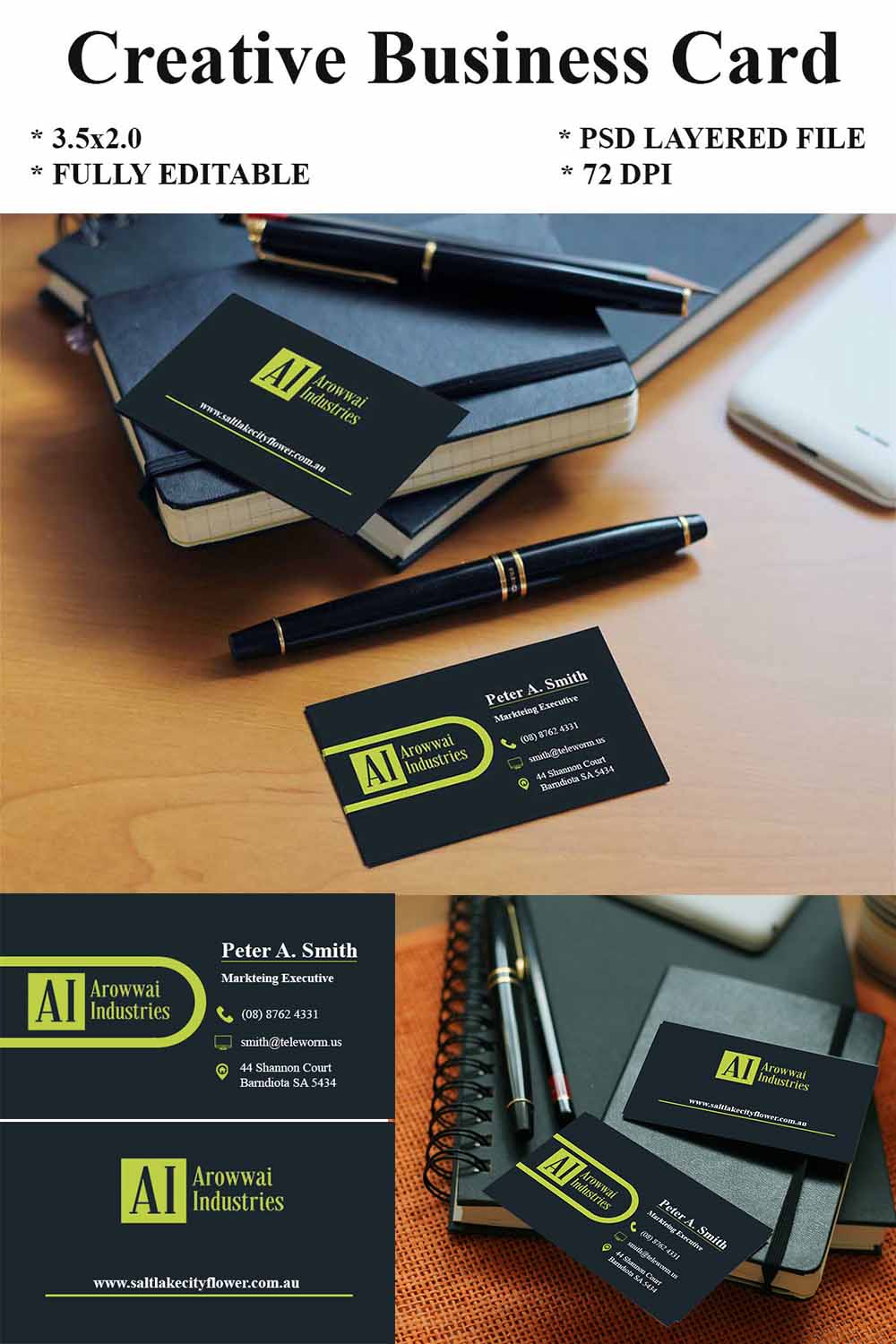 Professional Business Card Template pinterest preview image.