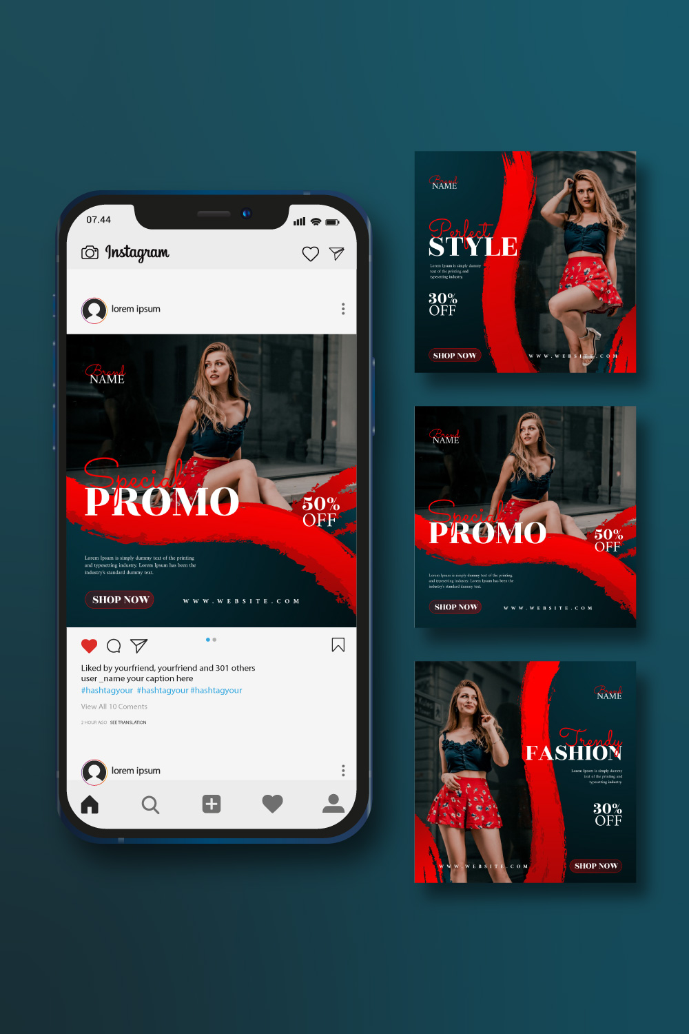 Fashion Social Media Post Template for Instagram pinterest preview image.