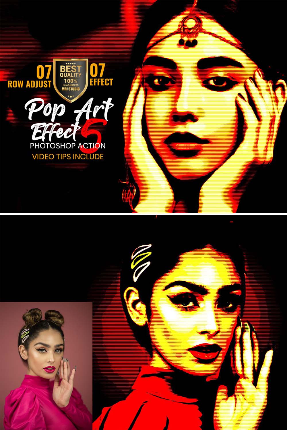 Pop Art Effect Photoshop Action pinterest preview image.