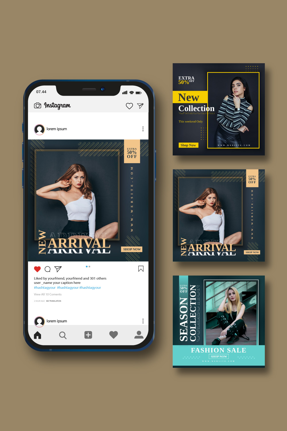Fashion Trendy Social Media Post Template For Instagram pinterest preview image.