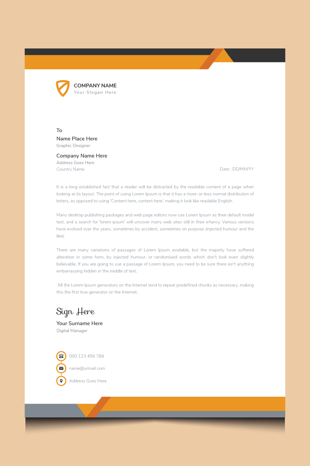Unique professional modern corporate identity business letterhead template design pinterest preview image.