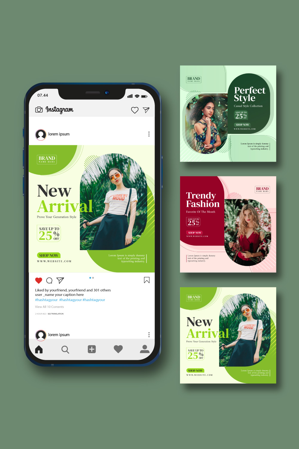 Fashion Social Media Post Template for Instagram pinterest preview image.