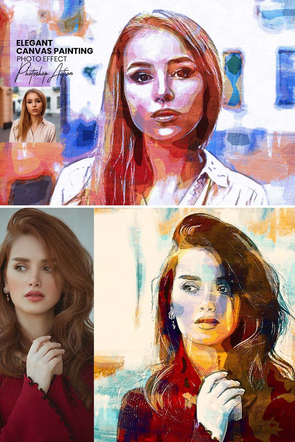 Elegant Canvas painting ps Actions pinterest preview image.