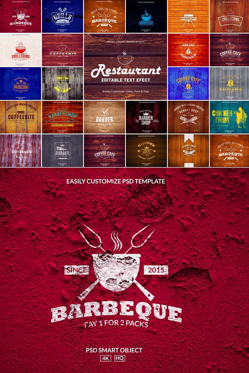 24 Restaurant Editable Text Bundle pinterest preview image.