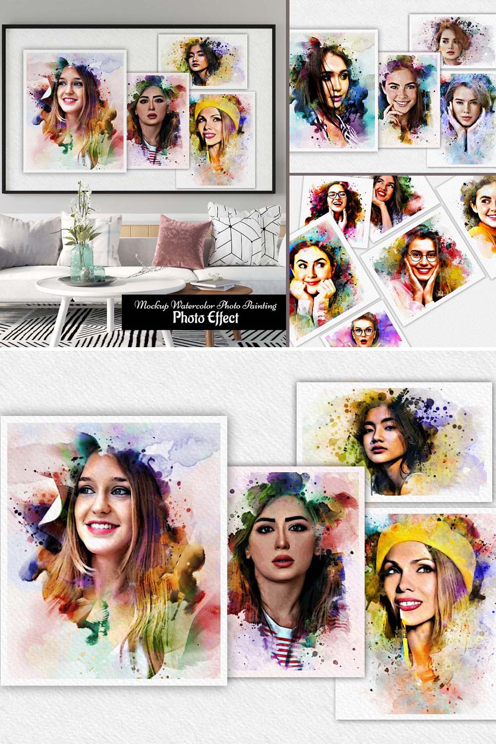 Mockup Watercolor Painting Effect pinterest preview image.