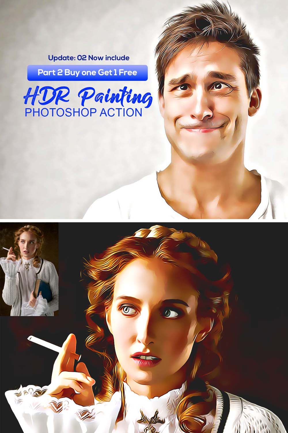 HDR Painting Photoshop Actions pinterest preview image.