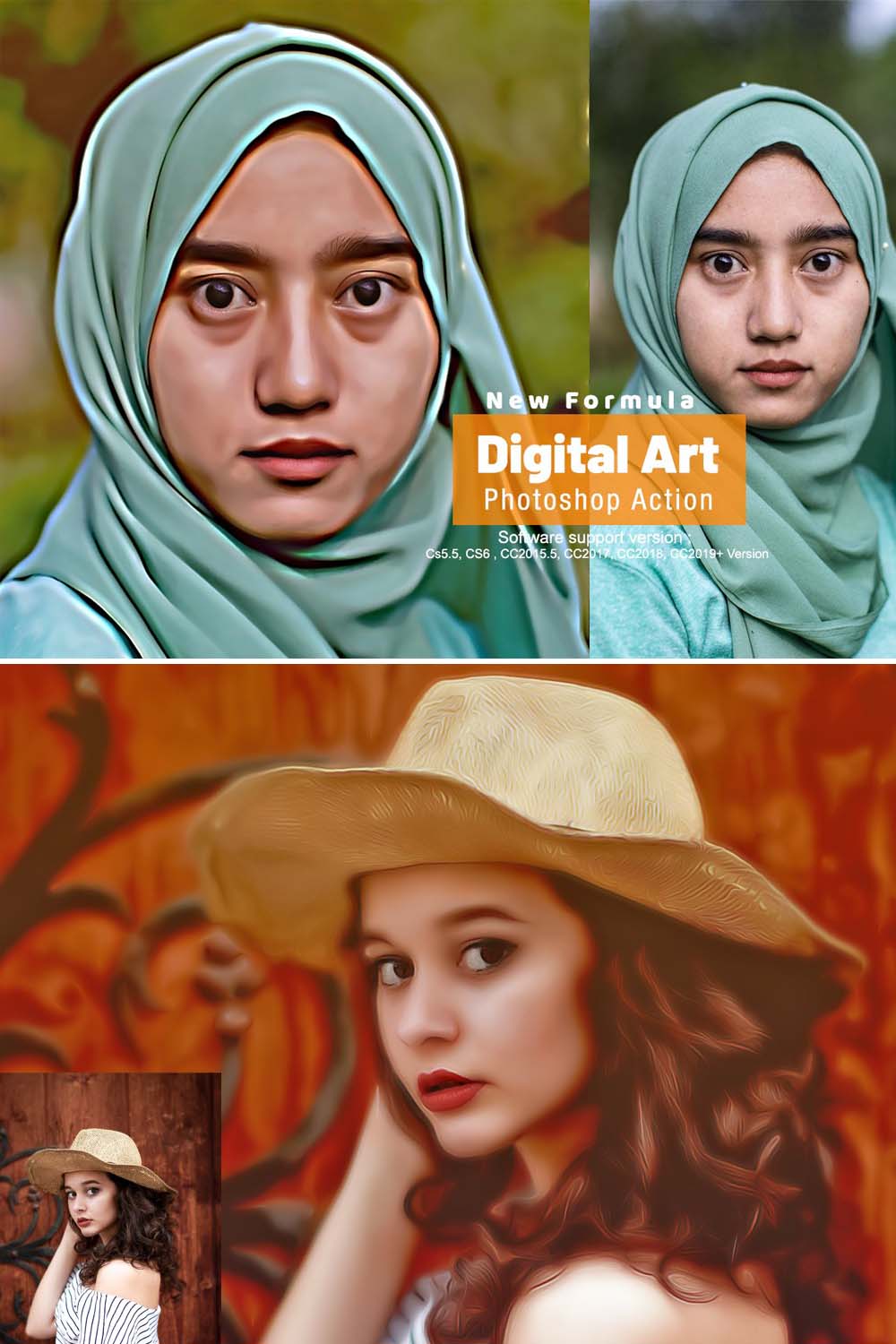 Digital Art Photoshop Action pinterest preview image.