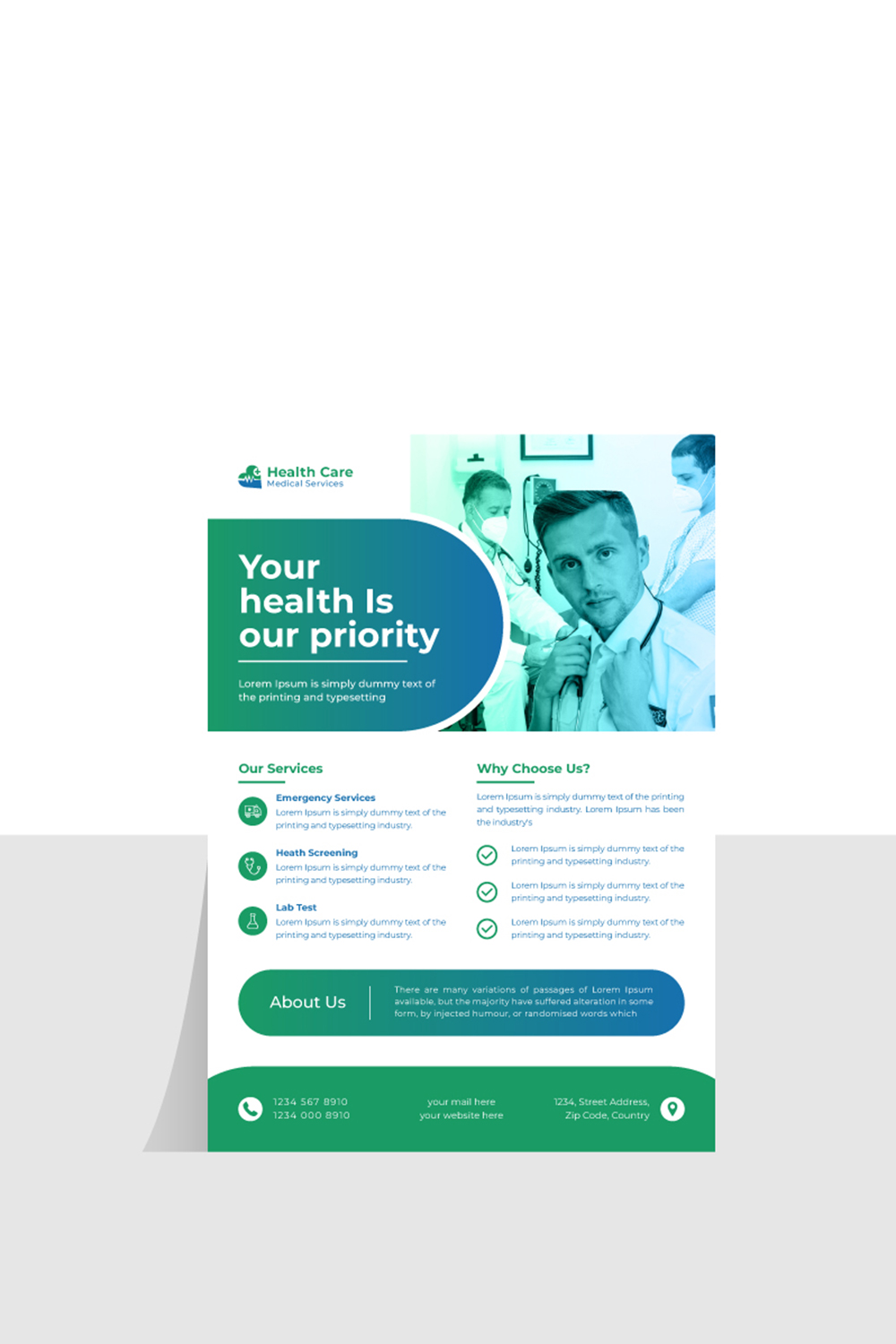 Healthcare Flyer Template pinterest preview image.